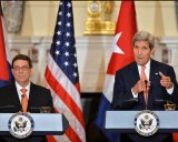 Cuba's foreign minister, Bruno Rodriguez, with Secretary of State John Kerry on July 20. Image: State Department.