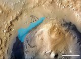 Possible extent of an ancient lake inside Gale Crater. -- NASA illustration.