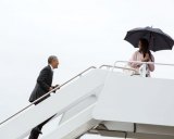 Malia Obama boards Air Force One with her father on April 7.