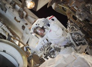 Flight Engineer Doug Wheelock worked outside the International Space Station in August 2010 to install a spare pump module. --NASA Image