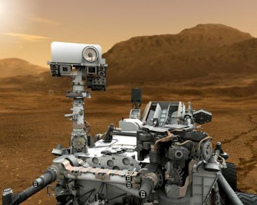 NASA rover arrives at mountain on Mars An artist's concept of NASA's Mars Science Laboratory Curiosity rover, a robot investigating the surface of Mars. Image: NASA.