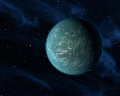 Could we live there if we had to? An artist's concept of the planet designated Kepler 22b. Image: NASA.