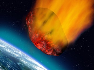 Illustration: An asteroid approaching Earth.