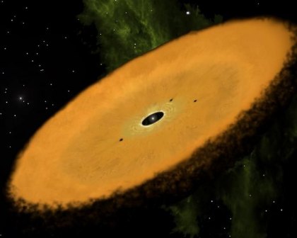 An artist's concept of the star, surrounded by the disk.