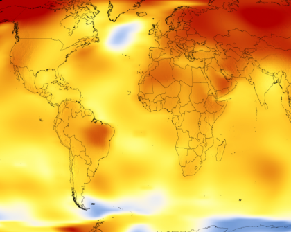 This NASA map shows Earth’s average temperatures, 2013- 2017. 
