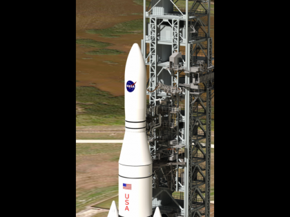 In Brief -- A swift trip to Jupiter; wholesale prices up Artist's concept: NASA's Space Launch System.