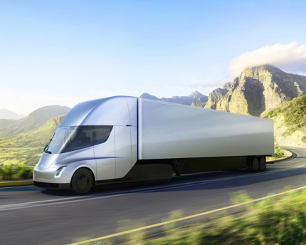Are 18-wheelers getting greener? Tesla's Semi can go 300 miles between charges.